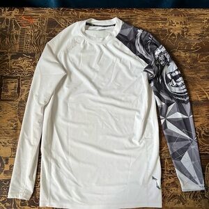 Huge Sports White and Black Graphic Long Sleeve Rashguard